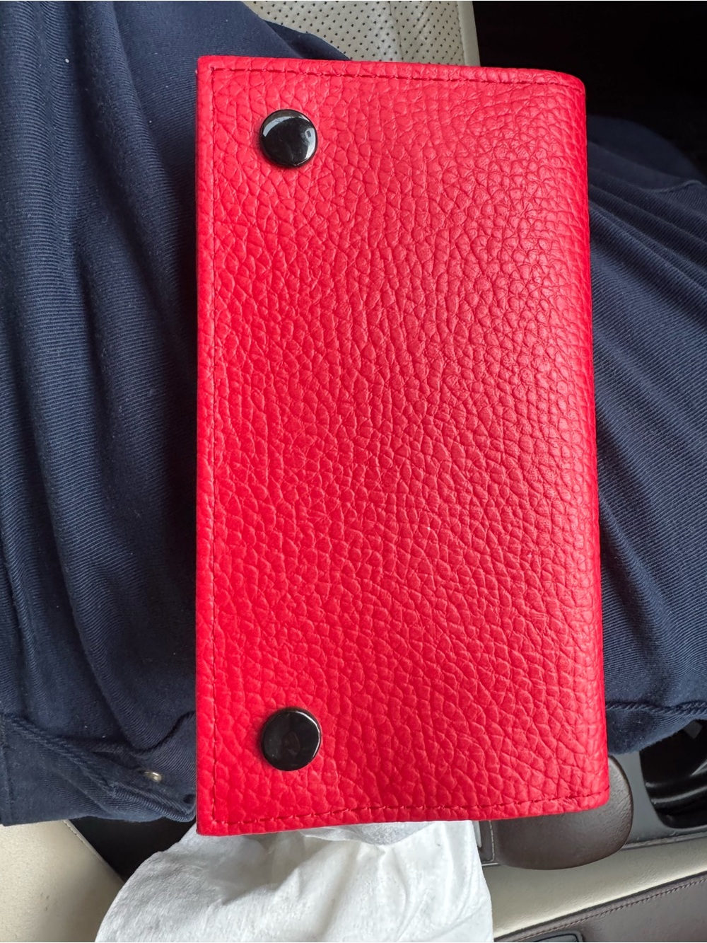 Red Bifold Wallet With ZipperLeather Checkbook Cover